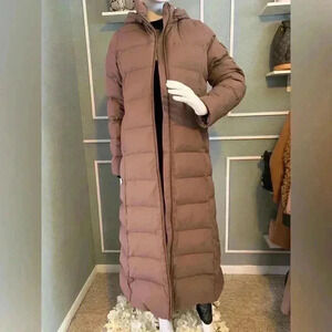Naf Naf Brown Long Puffer Coat Size 42